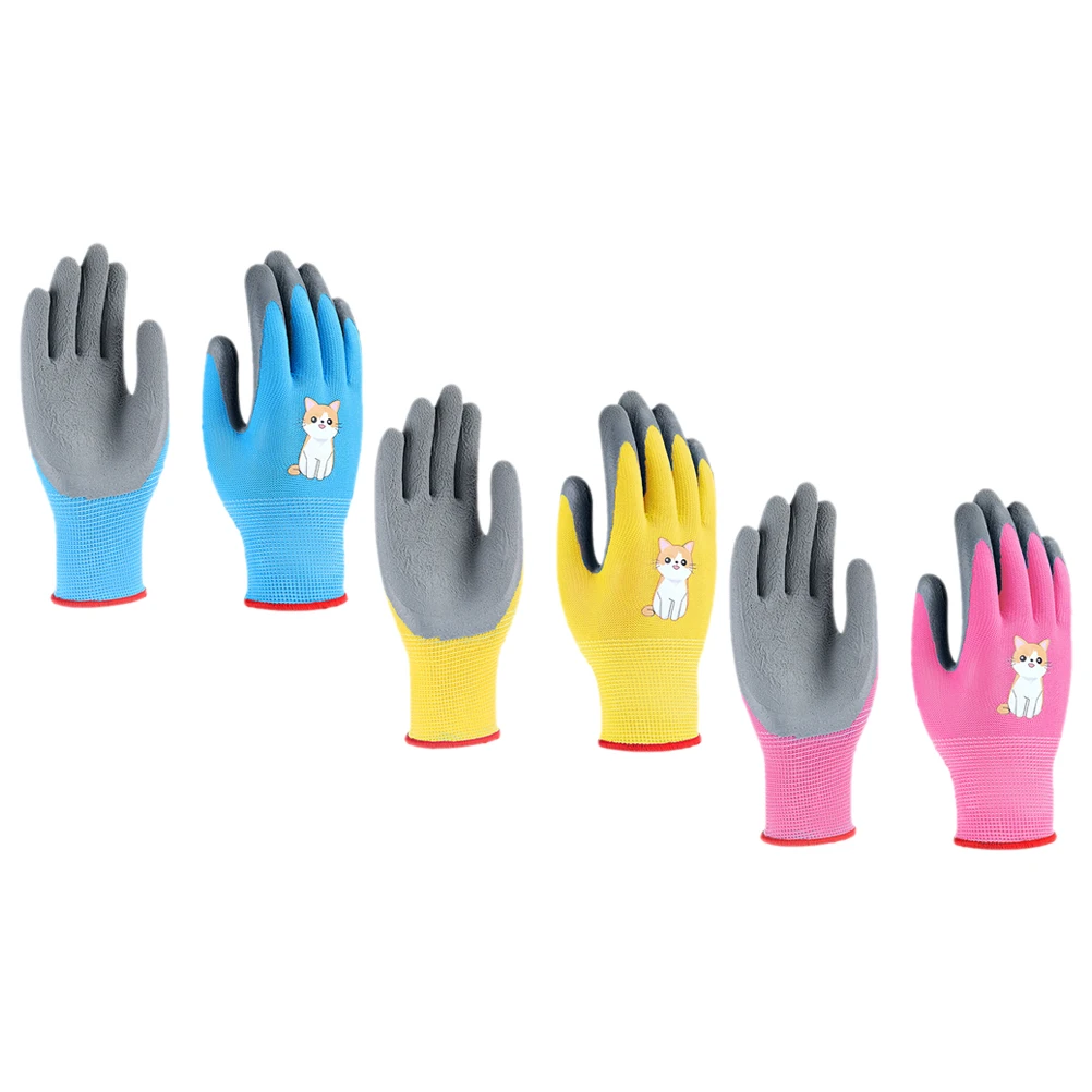 

3pcs 3 Pairs Kids Gardening Gloves XXS Size Blue Yellow Pink Hedgehog Lightweight Protective Work Gloves for Children Outdoor
