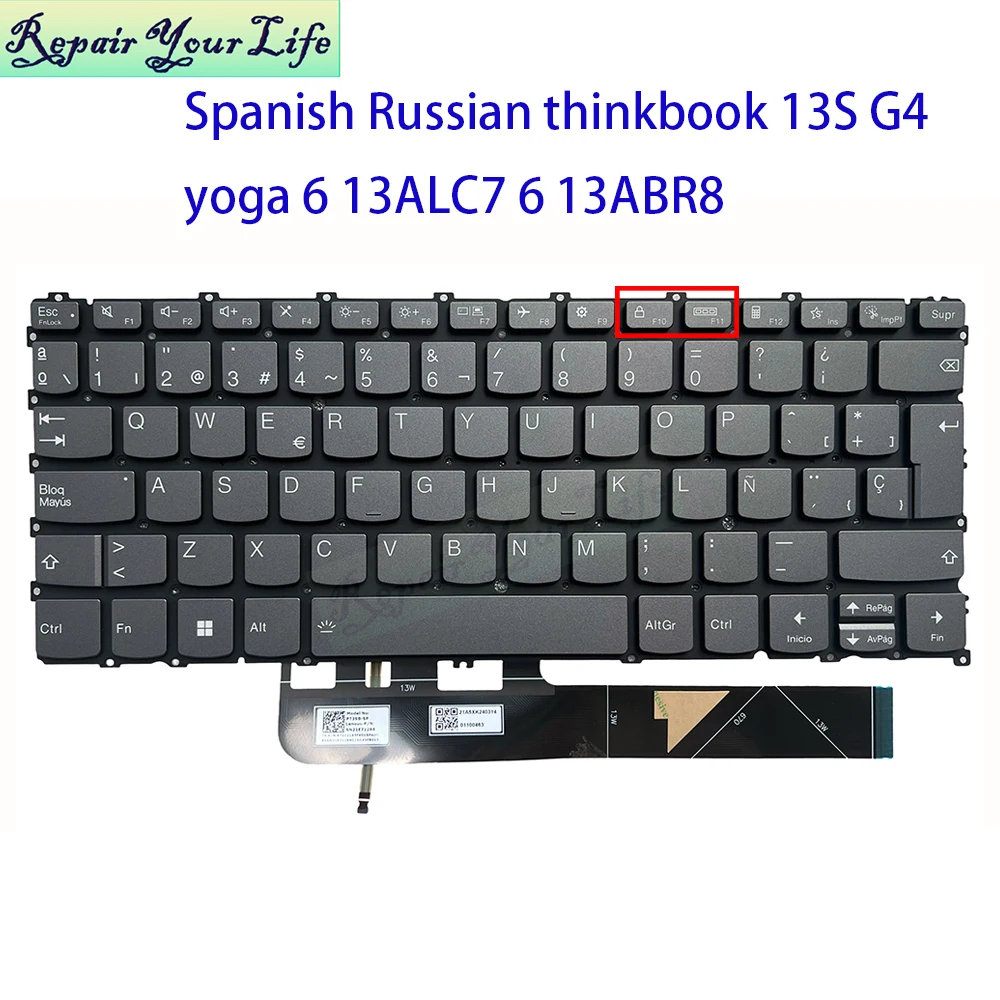 

Русская испанская клавиатура с подсветкой для Lenovo Yoga 6 13ALC7 13ABR8 ThinkBook 13s G4 ARB IAP PT3SB-RU SP Испания клавиатуры для ноутбуков