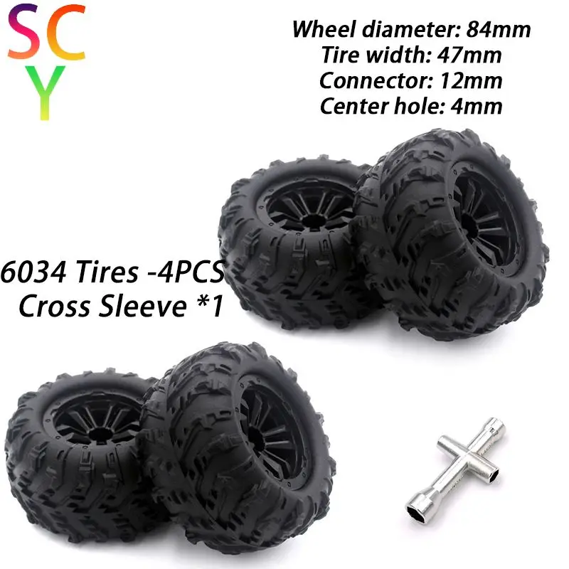 SCY 16102PRO 1/16 RC Car Original Spare Parts 6034 Tire 4pcs  Suitable for SCY 16101 16102 16103 Car