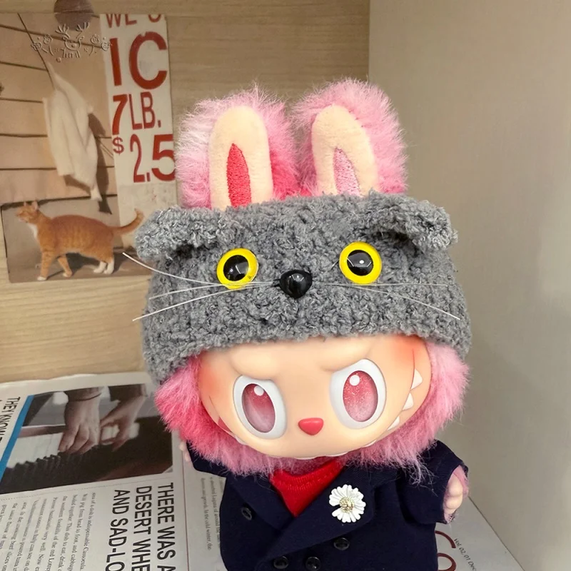 

For 17cm Labubu Reference Handmade GD Peripheral ZOA Cat Hat with Cute Hats 1-3 Generations Labubu Universal Clothes