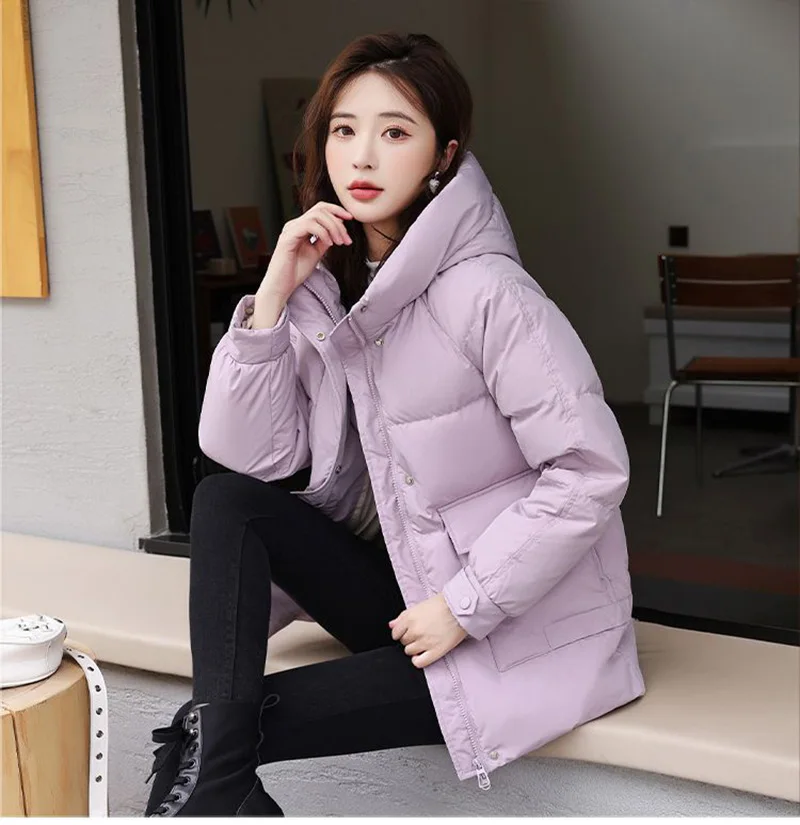 Winter solid color loose Parker Womens Loose Casual Simple All-match Outerwear Coats Fashion Thick Warm Jackets Female