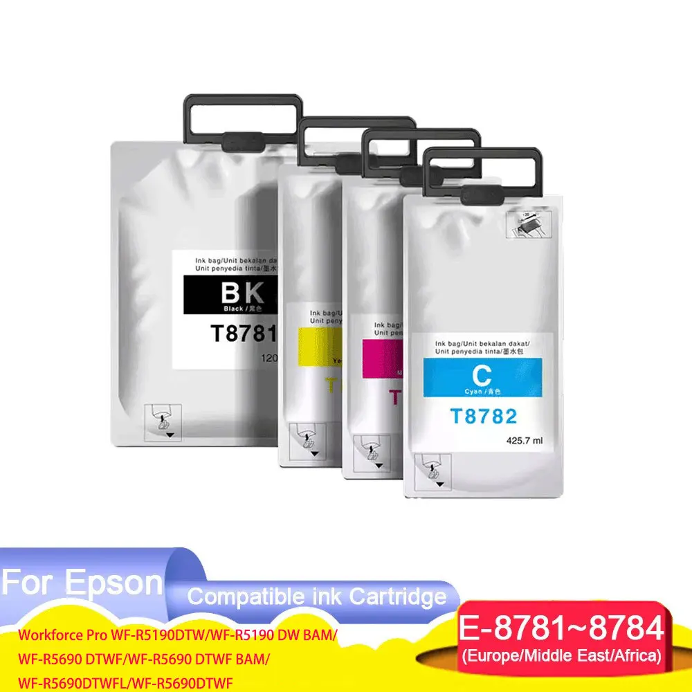 T8781 T8782 T8783 T8784 T878 Compatible Color Ink Bag Cartridge for Epson Workforce Pro WF-R5190 WF-R5690 Printer