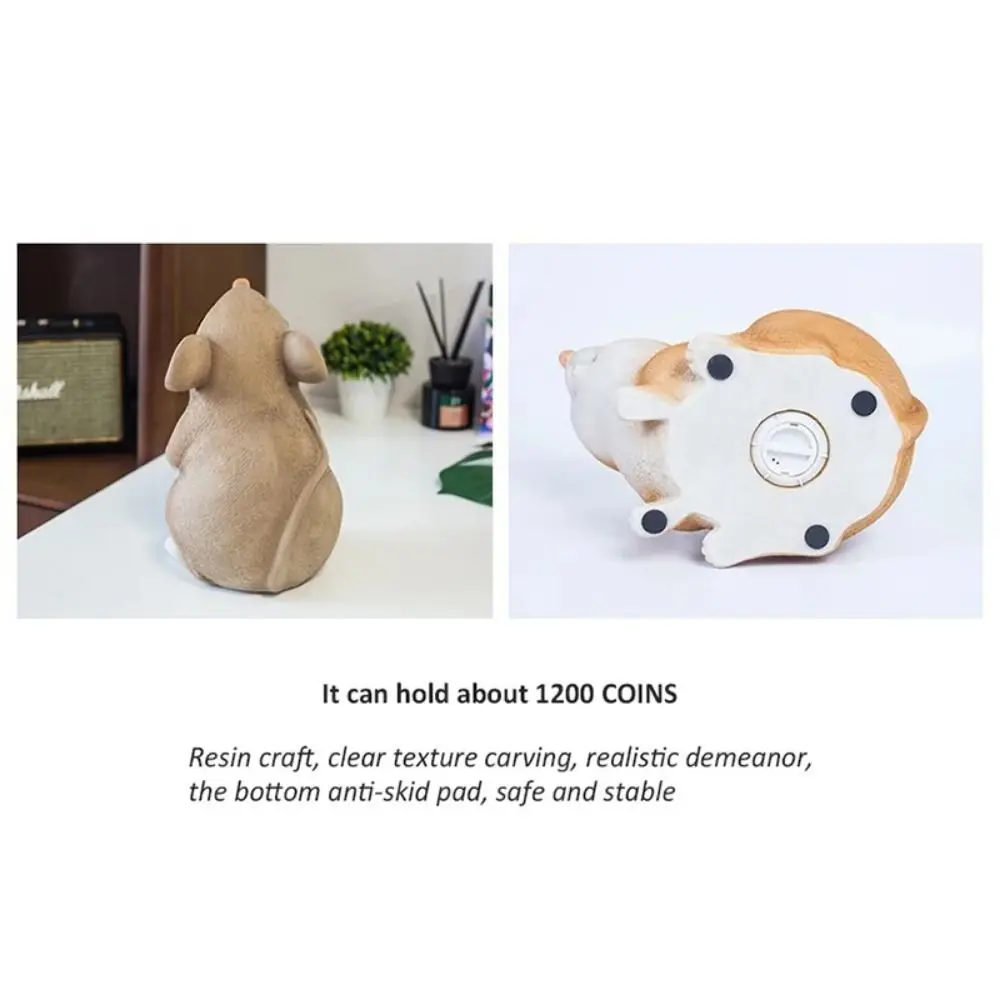 Ano do rato cofrinho banco de dinheiro dos desenhos animados crianças presente caixa de poupança de borracha escultura animal cofrinho decoração para casa