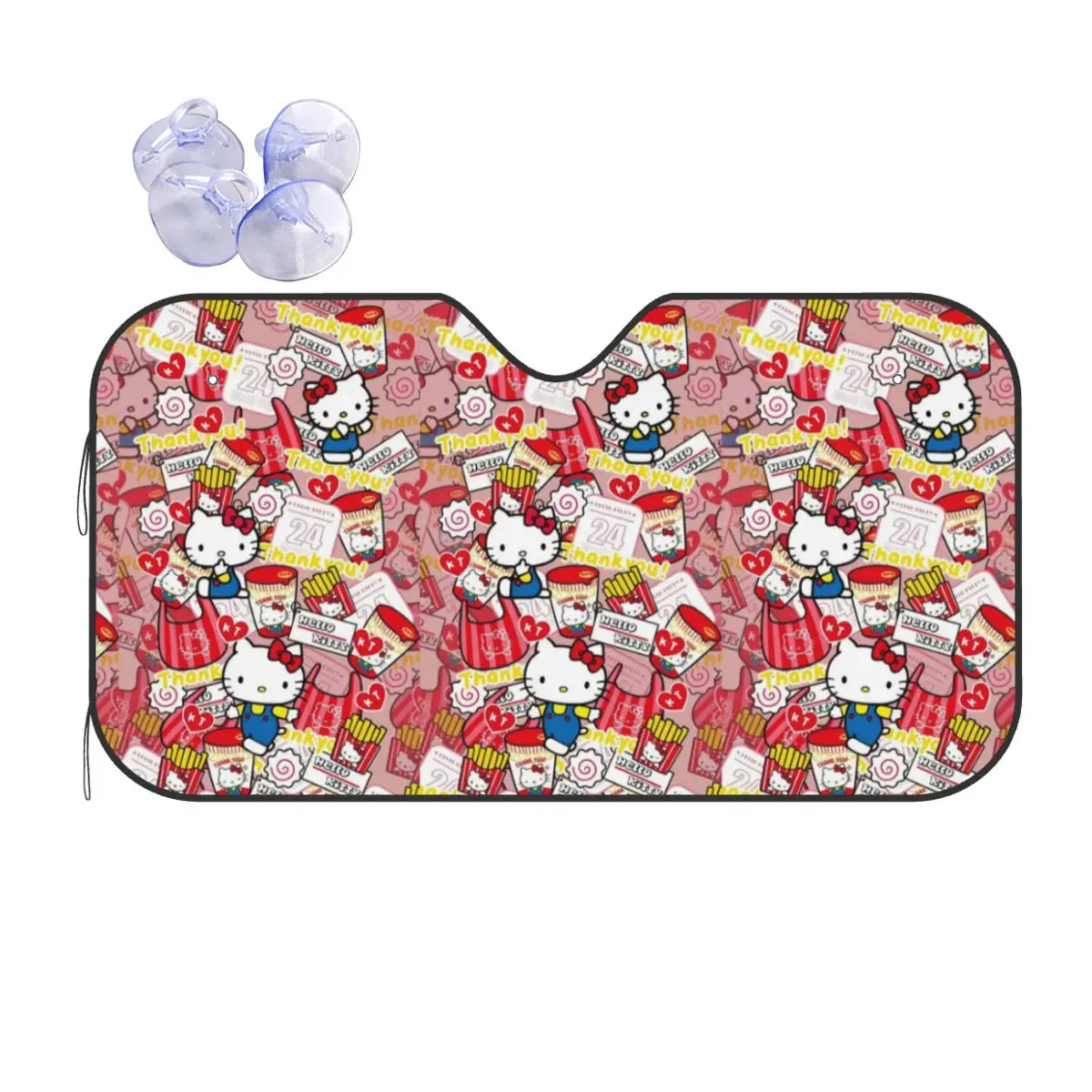 

Custom Hello Kitty Cat Anime Windshield Sunshade Folding Blocks UV Rays Sun Visor Protector