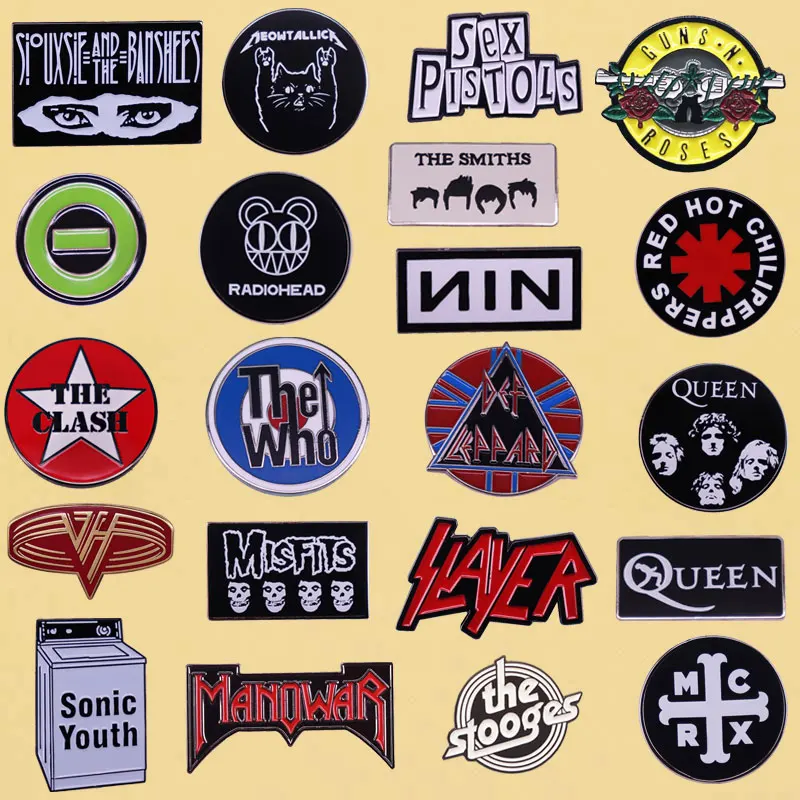 Various Heavy Metal Rock Bands Pop Music Logo Badges Enamel Metal Lapel Pin Backpack Hoodie Decoration Singer Group fans Gift