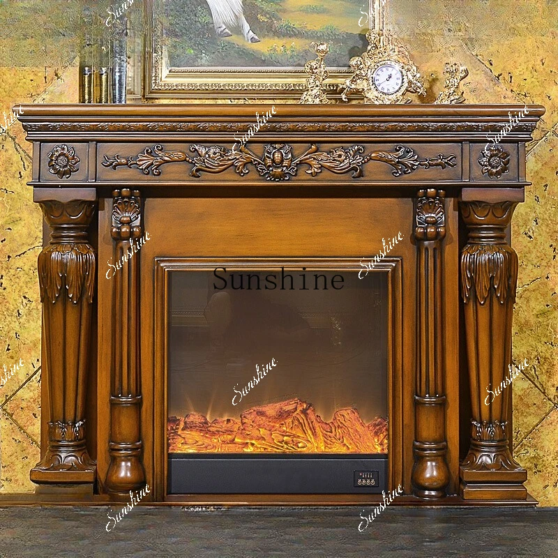 European solid wood simple mantel flame decorative cabinet 1.3/1 meters TF