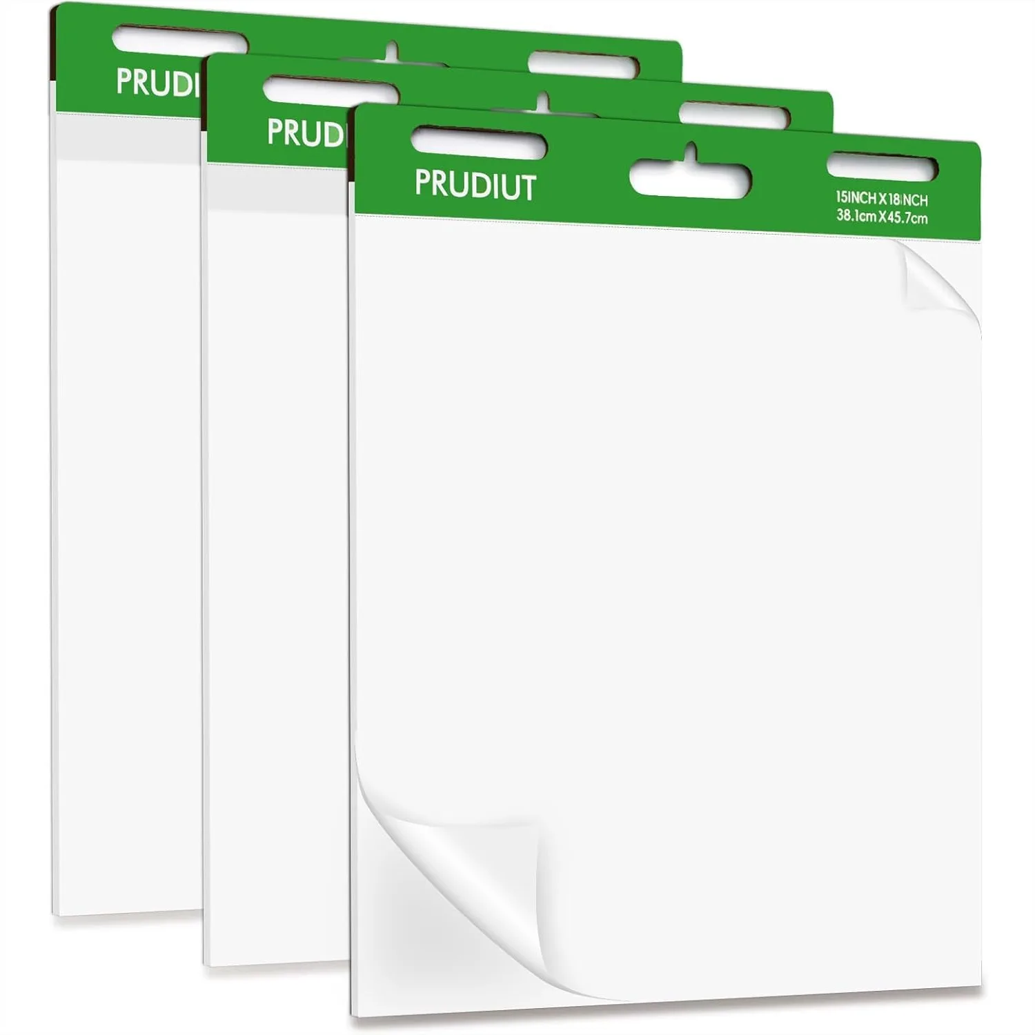 

3 Pack Sticky Easel Pads, 15x18 Inches Flip Chart Paper with Strong Adhesive for Teachers, 30 Sheets/Pad