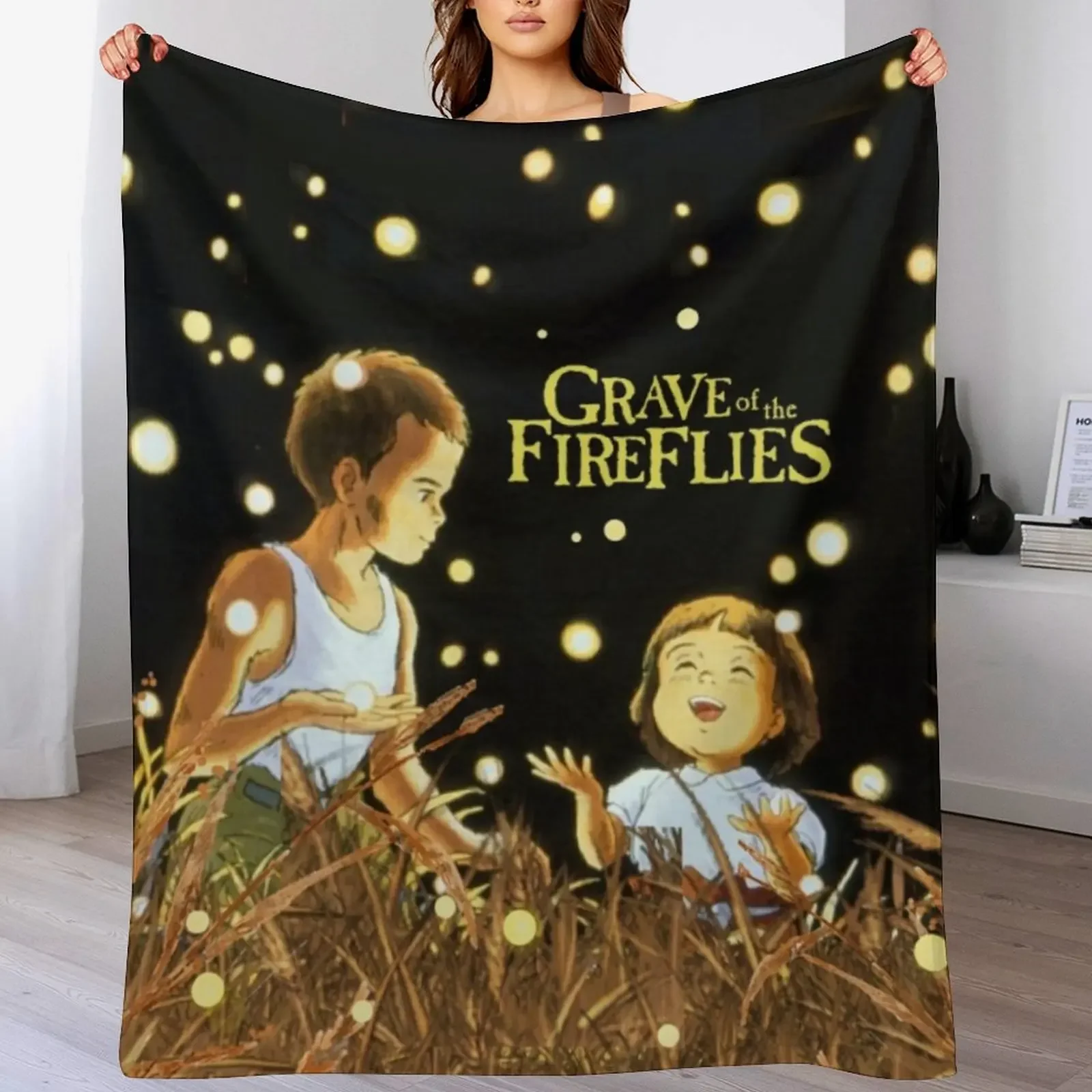 Grave of The Fireflies (Large) Throw Blanket Fluffy Cozy Throw Blanket for Home Decor