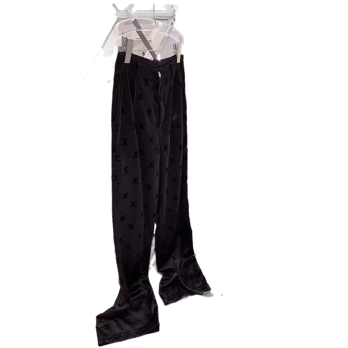 صيف جديد نمط المرأة بنطال ذو قصة أرجل واسعة الحرير الجليد الطابق طول بنطلون مطبوعة المخملية خلات الساتان بناطيل طويلة غير رسمية #5