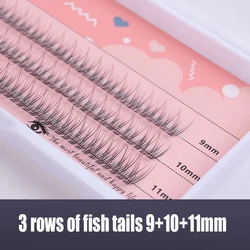 120 Clusters Fishtail Eyelashes High Quality Cluster Lashes Natural Slender Cross Thick Fish Tail Individual Eyelash Extension