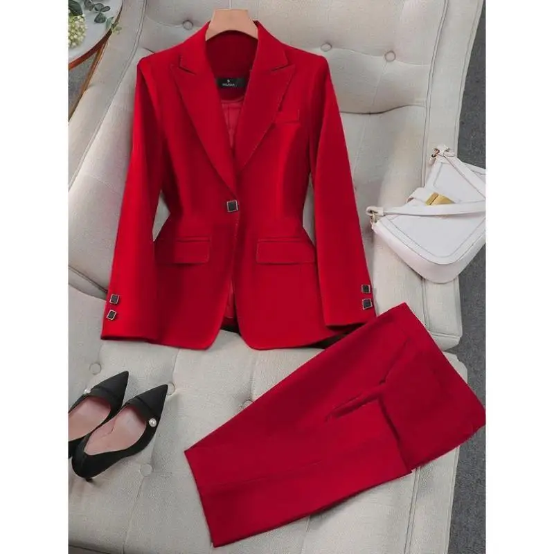 Women's Suit Pants Set Office Casual Spor Sle Autumn Winter New Arrival Cross-Border Seven-Quarter Sve T-irt