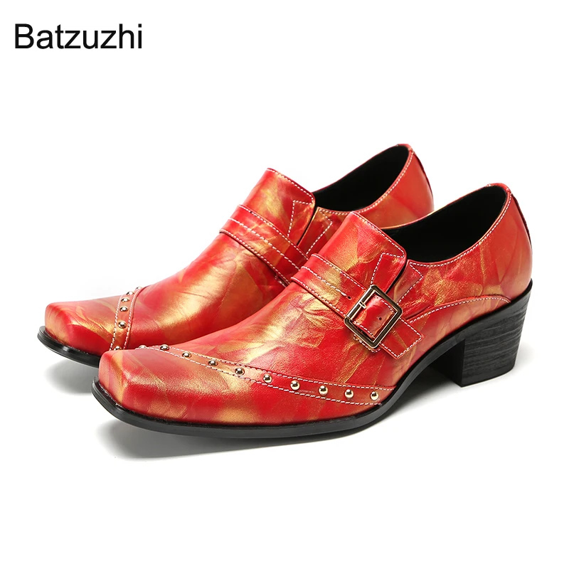 

Batzuzhi Italian Type Men's Shoes Slip on Handsome Leather Dress Shoes Men Buckles Fashion Business, Party, Wedding Shoes Man