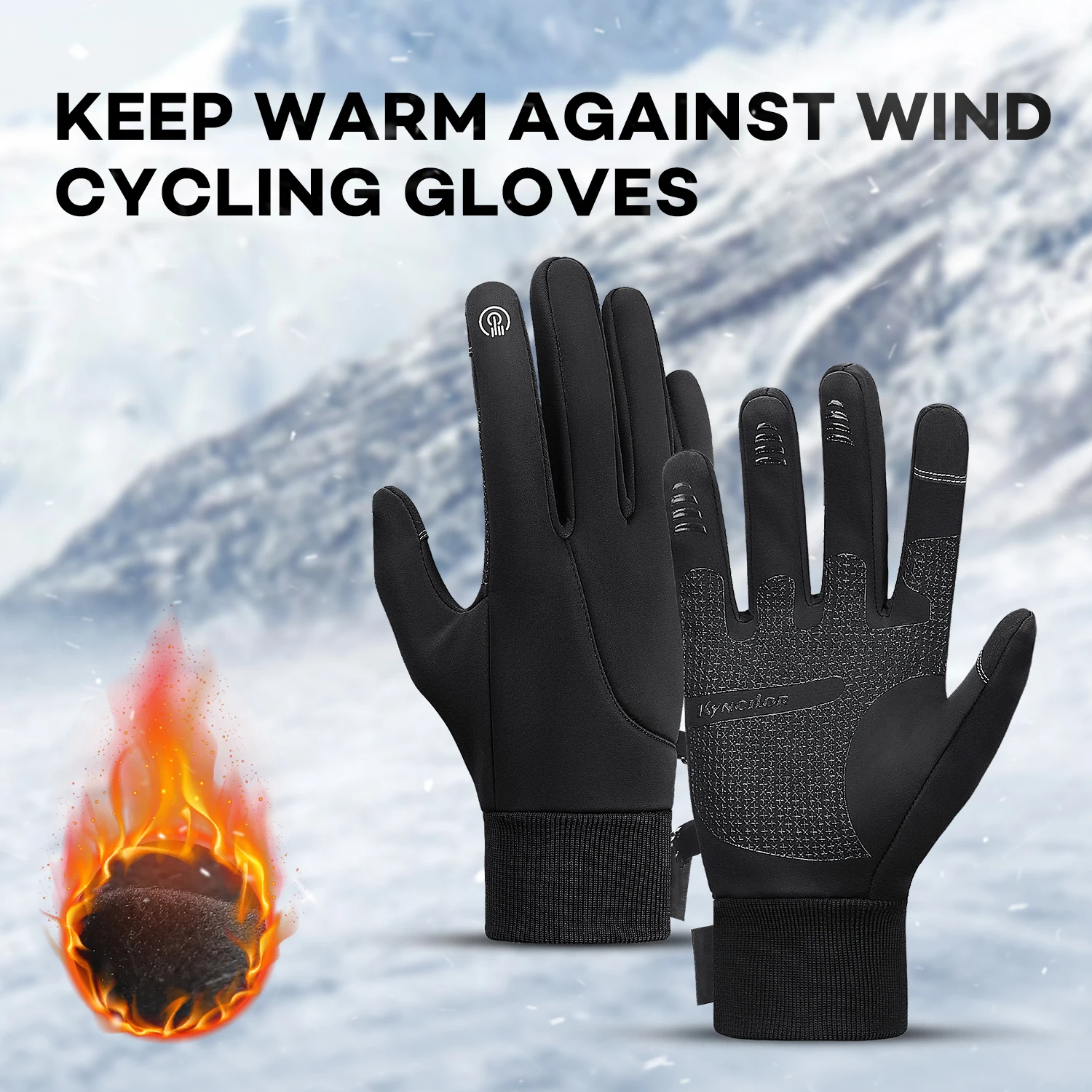 Men's and women's winter cycling gloves - warm touch windproof sports gloves, suitable for skiing, cycling, and outdoor activiti