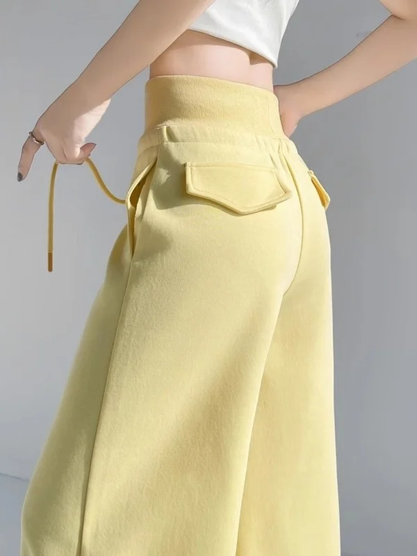 

High Waist Drapey Wide Leg Sports Pants Women's Spring Summer 2026 New Long Straight Floor-Length Sweatpants Casual Trousers