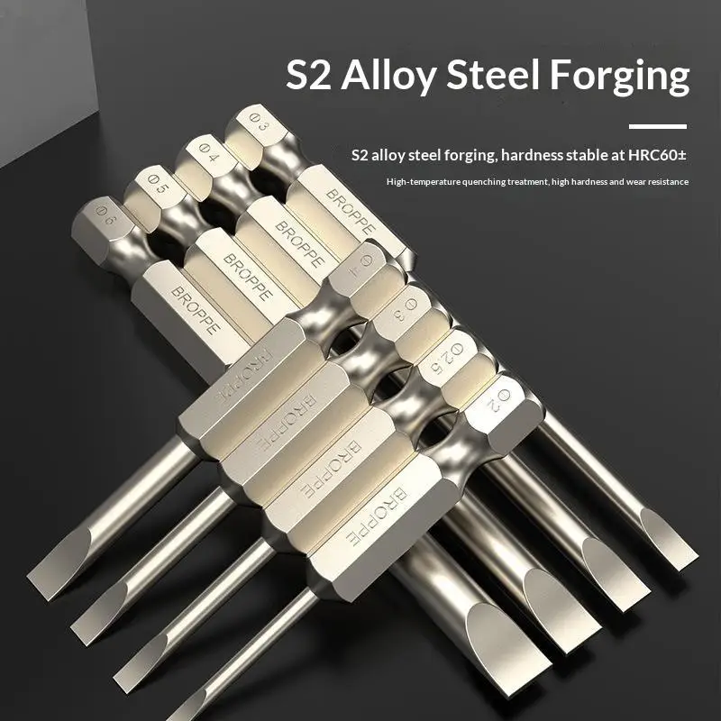 【CCA】Flat Head Screwdriver Bit Set Magnetic Tip Slotted Screwdriver Electric Driver Tool S2 Steel 1/4 Inch Shank Quick Change