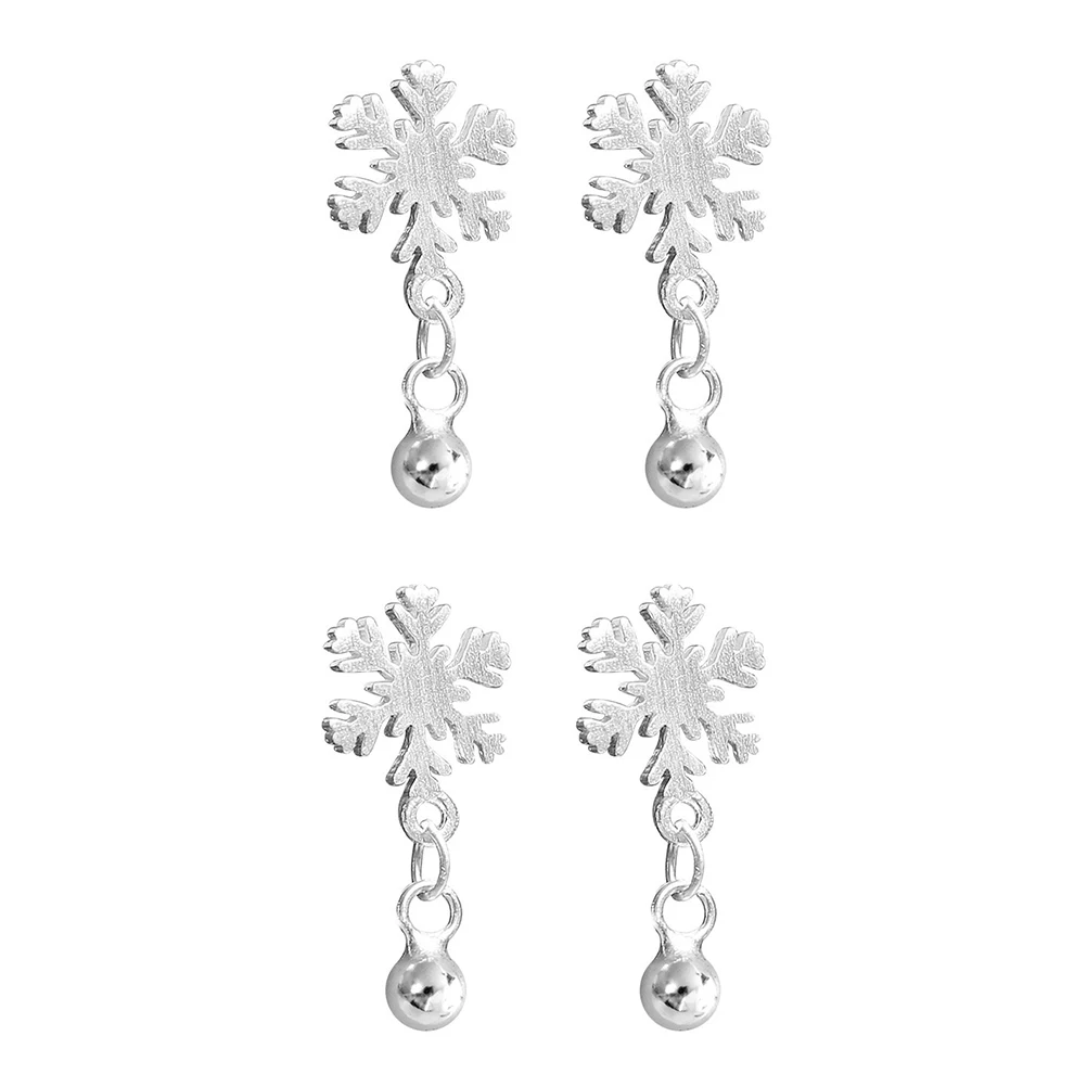 

2 Pairs Snowflake Ear Studs Pearl Light Studs Korean Version Safe Material Christmas Gifts Banquets Parties Balls Everyday Wear