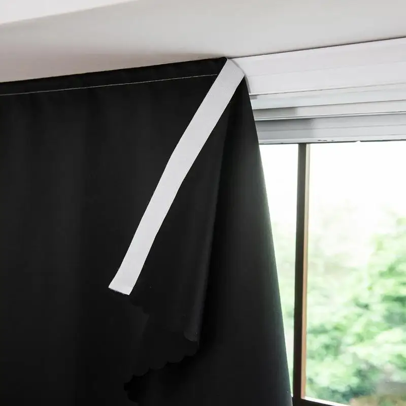 1pc 100% Blackout Curtain, Self-Adhesive, No Drilling Required, Sunlight Blocking, Heat Insulation, Privacy Curtains