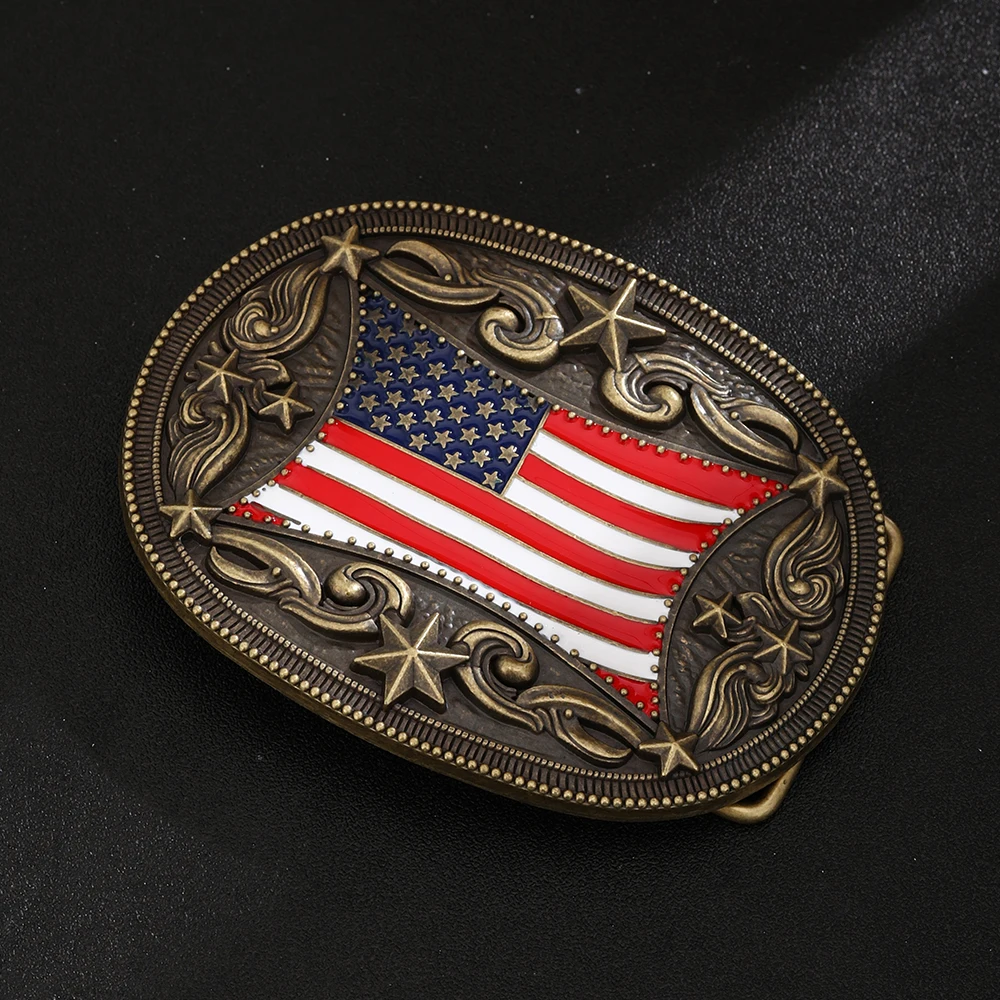مشبك حزام العلم الأمريكي للرجال والنساء مشبك حزام راعية البقر الغربي العتيق