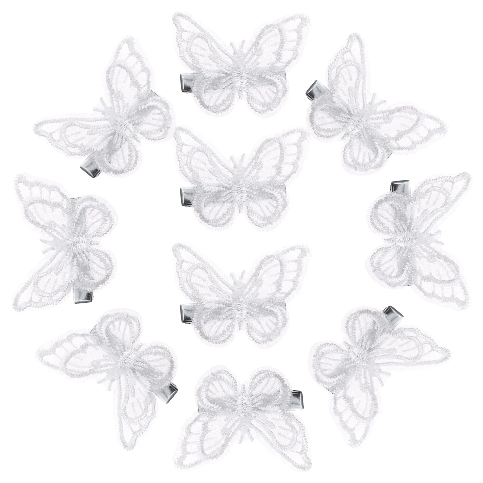 

10Pcs Butterflies Hair Clip Lace Embroidery Hairpin Hair Accessories Delicate Women Girls Hairstyle Decoration