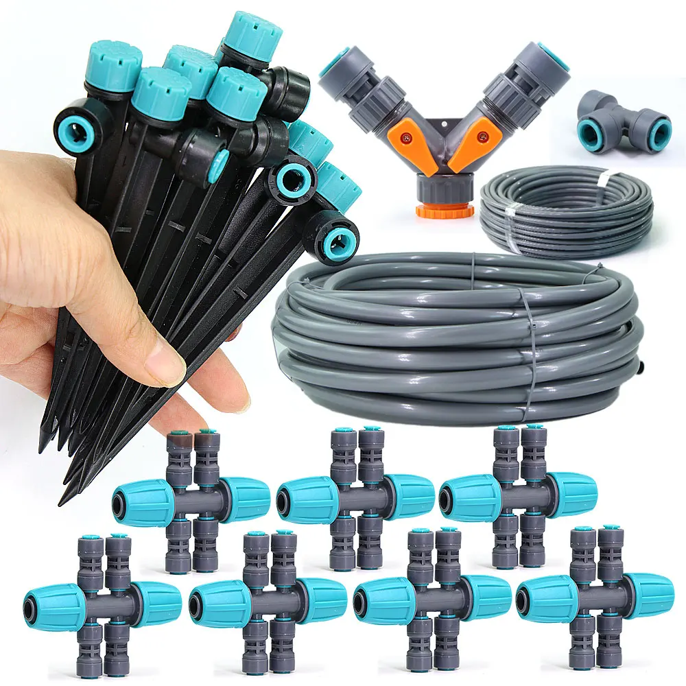 

Автоматическая система капельного орошения с шлангом 1/2" и 1/4", 13-сантиметровым колышком-спринклером, быстрым соединением и регулируемым капельным дозатором на 8 отверстий, комплект для полива сада