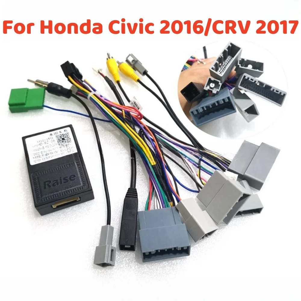 

16-контактный кабель питания Canbus Box декодер для Honda Civic 2016/CRV 2017/Breeze Android 2 Din автомобильный радиоприемник проводной кабель