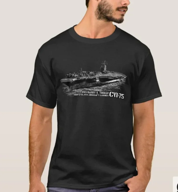 USS Harry S. Truman CVN-75 Nimitz-class Aircraft Carrier T-Shirt 100% Cotton O-Neck Summer Short Sleeve Casual Mens T-shirt