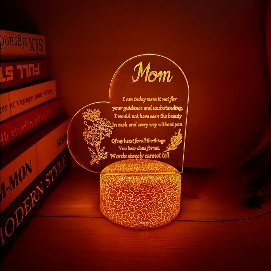 

1pc Love Text 3D Night Light - Vision Stereo - Bedroom Bedside Decoration - Atmosphere Night Light