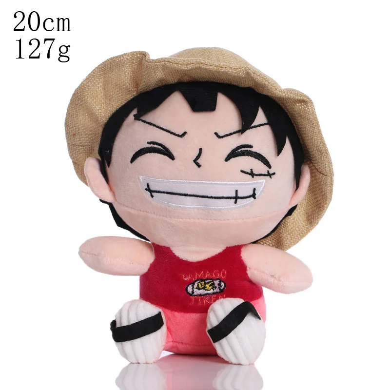 One Piece Anime Plush Toy para crianças, figuras Luffy, bonecas fofas, desenhos animados recheados, pingentes chaveiros, presentes de Natal, 14-20cm