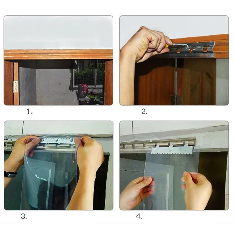 Modern Transparent PVC Curtain Clear Windproof Air-conditioning Room Hanging Strips Warehouse Home Window Door Screen Soft Glass