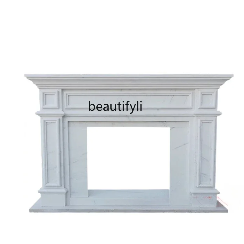 

yh Marble fireplace stone white marble European simple lines American living room decoration cabinet ornament decoration