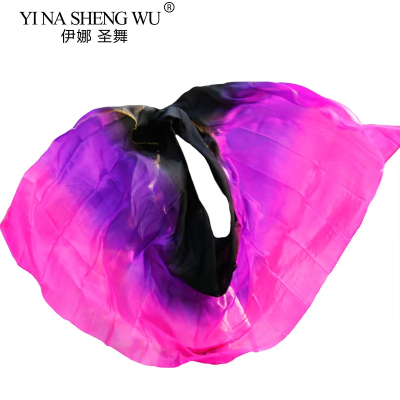 100% Silk Belly Dance Veil 3-color Gradient Veil Wholesale Dance Performance Props Hand-cast Yarn Customizable Size and Color