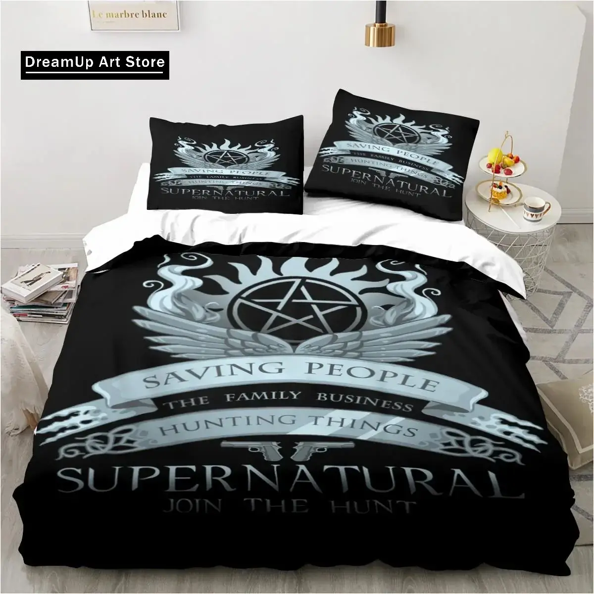 3D Print Fashion TV Show Supernatural Bedding Set Boys Girls Twin Queen Full Size Duvet Cover Pillowcase Bed Adult Bedroom