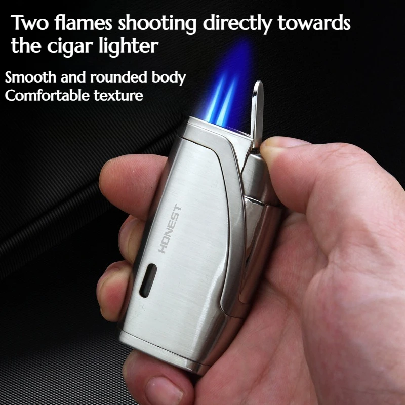 

Double Straight-acting Windproof Creative Portable Lighter Metal Inflating Cigar Accessories Men's High-end Gifts