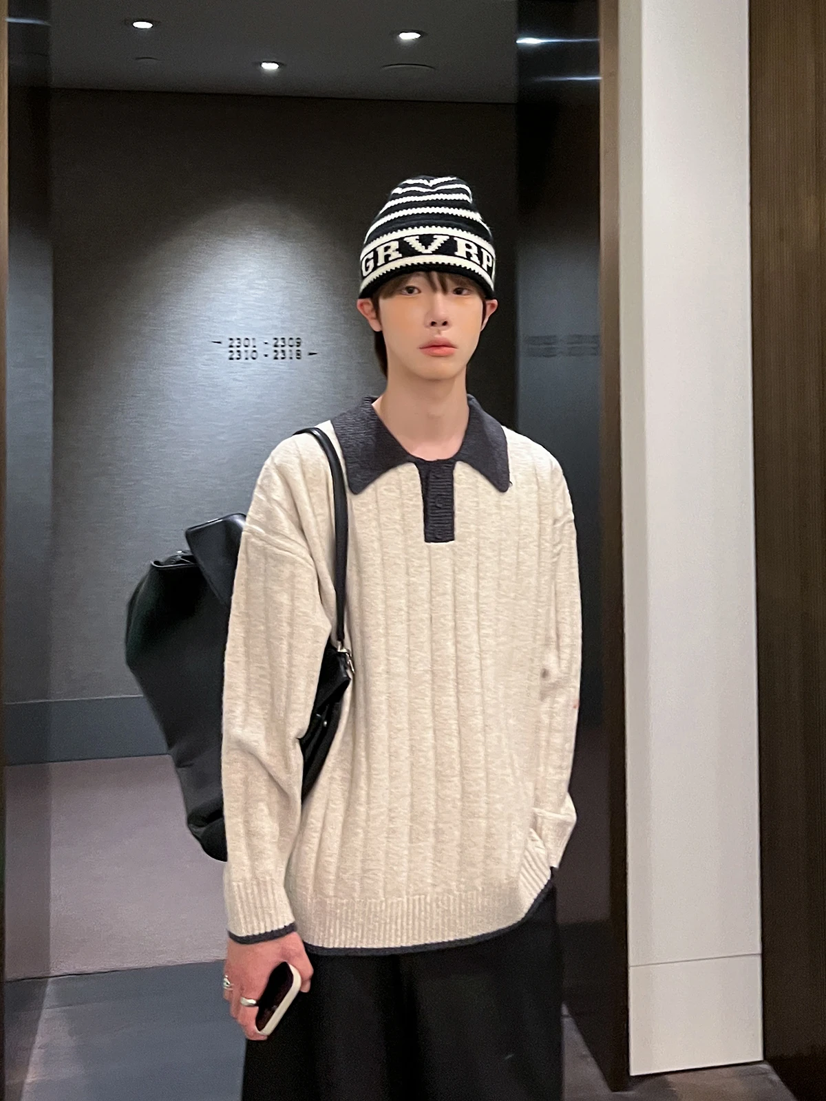 

American Retro Texture Stripe Splicing Sweater Men's Loose Casual Loose Couple Knitted irt Vintage Sle Winter Warmth