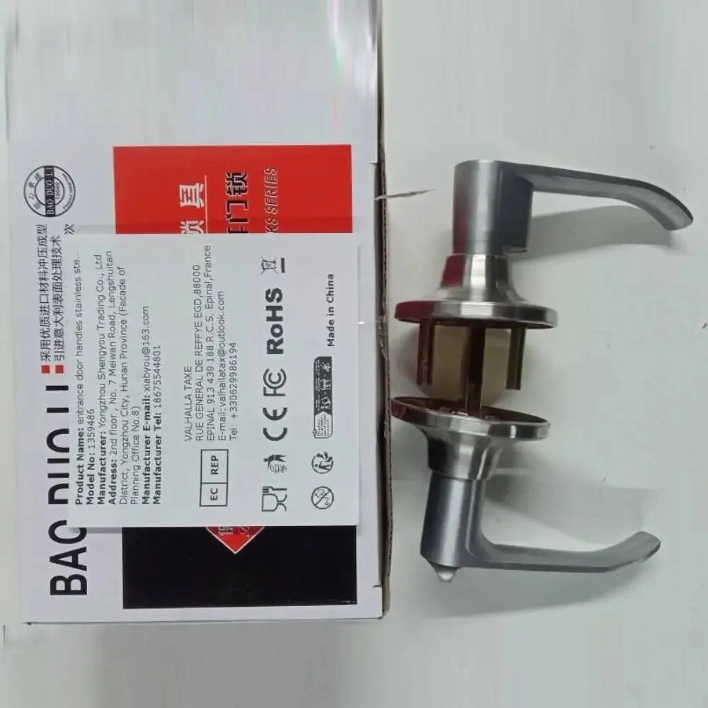 

Entrance Door Handles with 3 Keys Interior Lever Lock Stainless Steel Door Knob Replacement for Bedroom Front Door