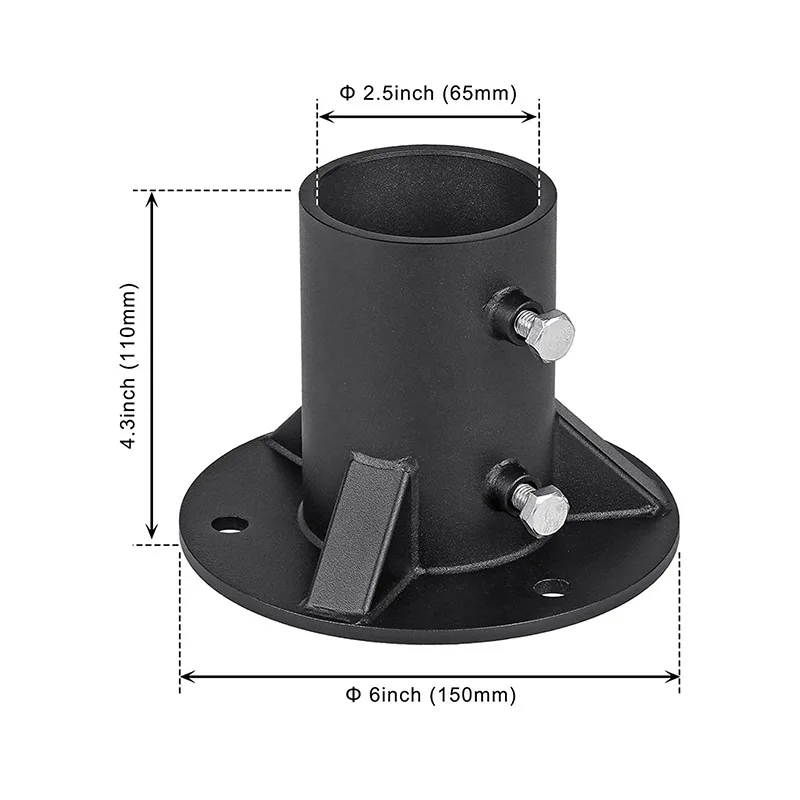 Metal Balustrade Floor Flanges for Fence/Mailbox/Flagpole Mounting Base Heavy Duty Street Light Mounting Adapter