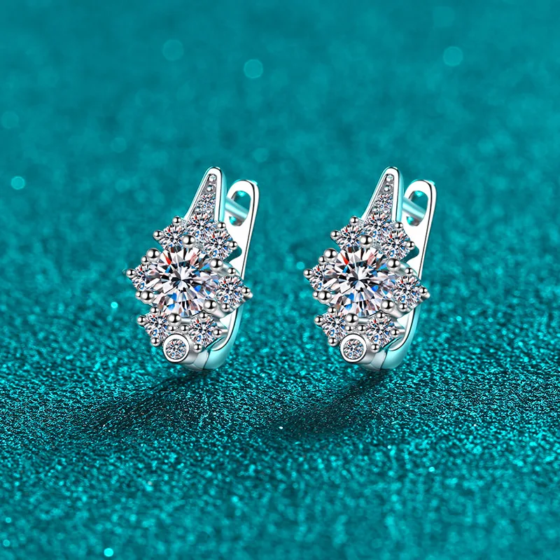 1.0 قيراط مويسانيتي U شكل الأذن أقراط مشبكية 100% 925 فضة مختبر الماس القرط للنساء غرامة مجوهرات حفل زفاف