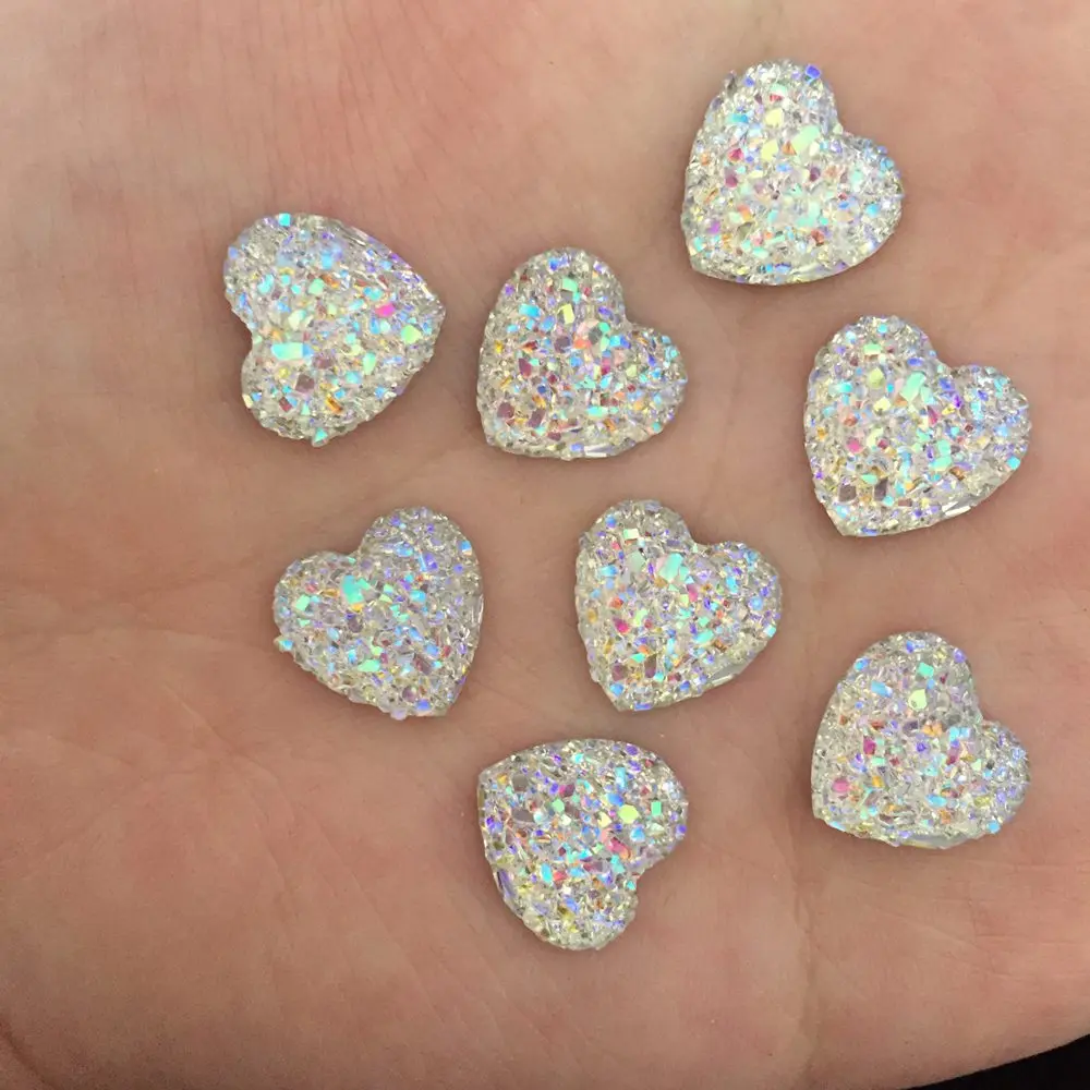 Fai da te 80 pz 12mm argento AB Resina Bling Dolce cuore flatback Scrapbooking per telefono/matrimonio D500 * 2