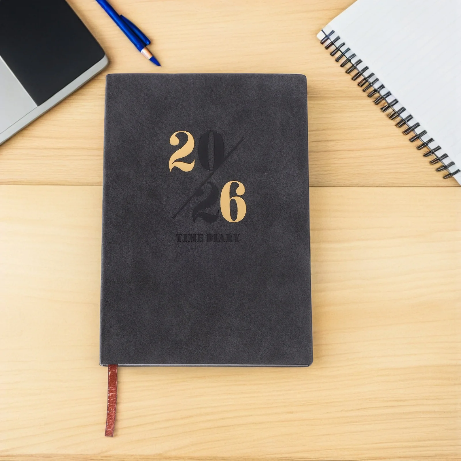 

2026 Yearly Planner A5 PU Hardcover Executive Note Book Monthly Weekly Calendar Thick Pages Black Man Daily Journal