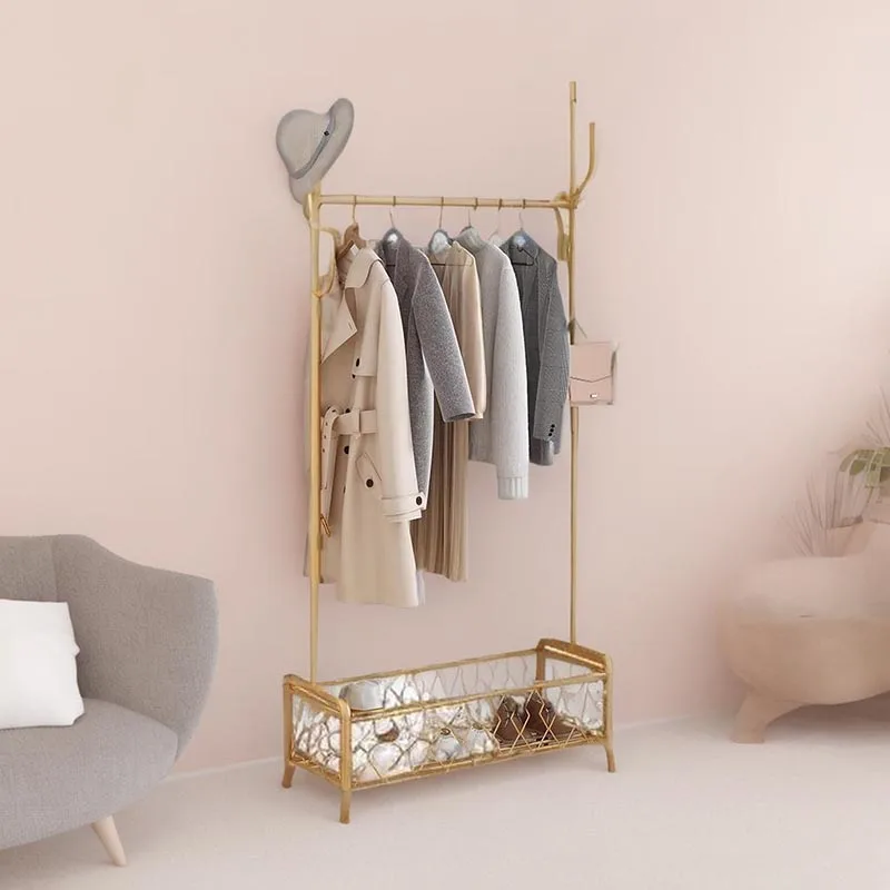 ตะขอทองในร่มแขวนเสื้อผ้าโมเดิร์นหลายกระโปรงOrganizerเสื้อผ้าDrying Rackประหยัดพื้นที่Etendoir A Lingeอุปกรณ์เสริม