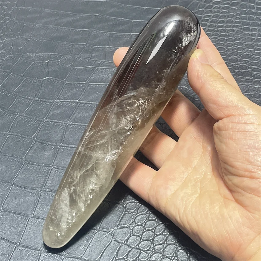 18cm Natural smoky quartz Penis Crystal Quartz Yoni Wand Massage Stick Healing Gemstone As Gift For Women 1pcs