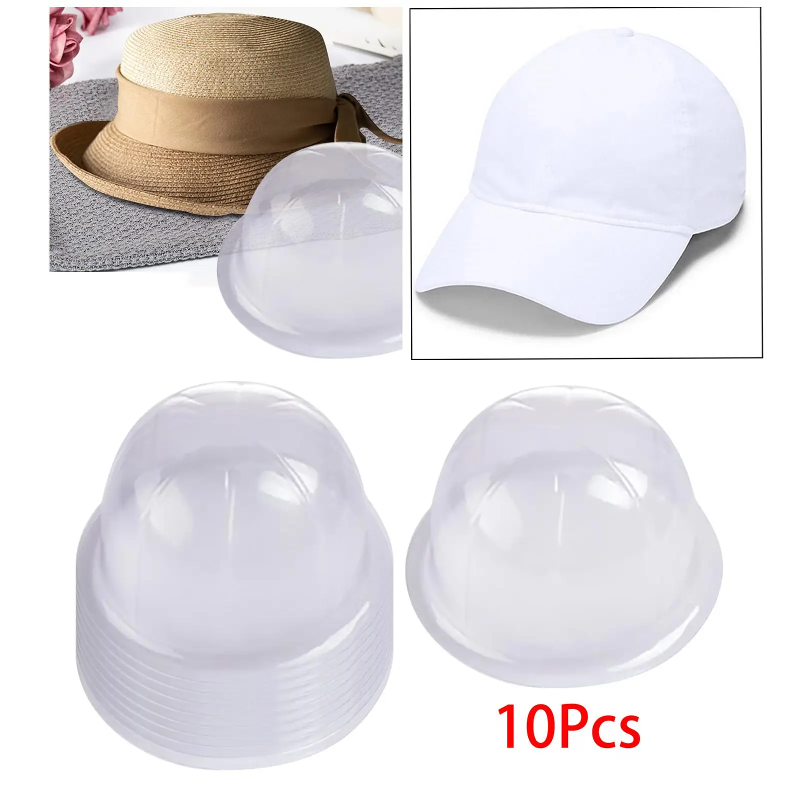 10 Pieces Tabletop Hat Holder Inner Support Portable hat Shaper Head Circumference 54cm Clear Hat Display Rack for Home Shop