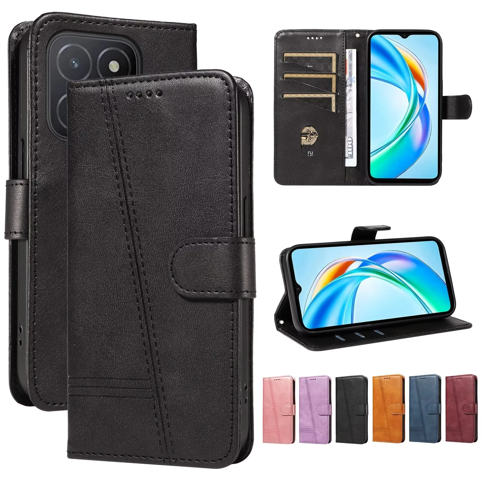 

Wallet Case Flip Leather Stand Card Book For Huawei Honor 50 5G 20 20s Pro 10 9 8s 8A 8 Lite 7S 7A mini Magnetic Phone Cover