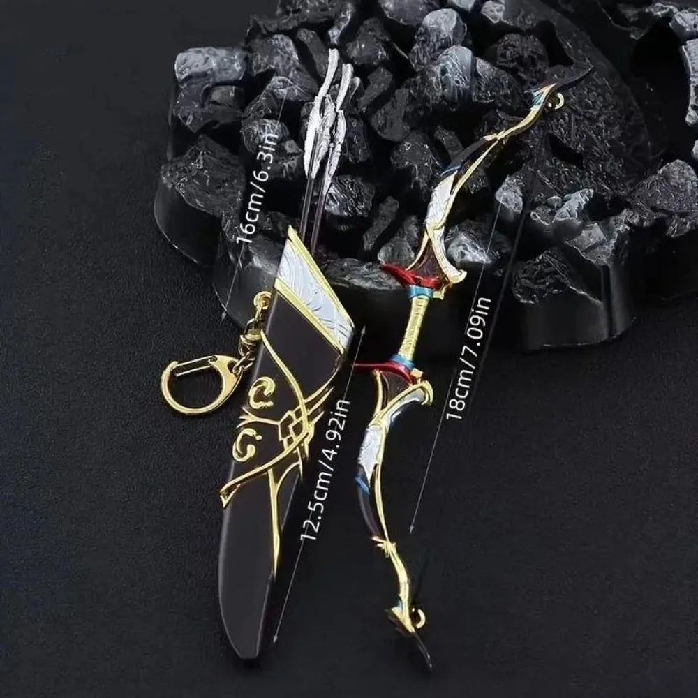 Mini Archery Bow Set Hunting Bow Model Metal Material Miniature Sports Toy Desktop Decoration Keychain for Adults Kids view 2