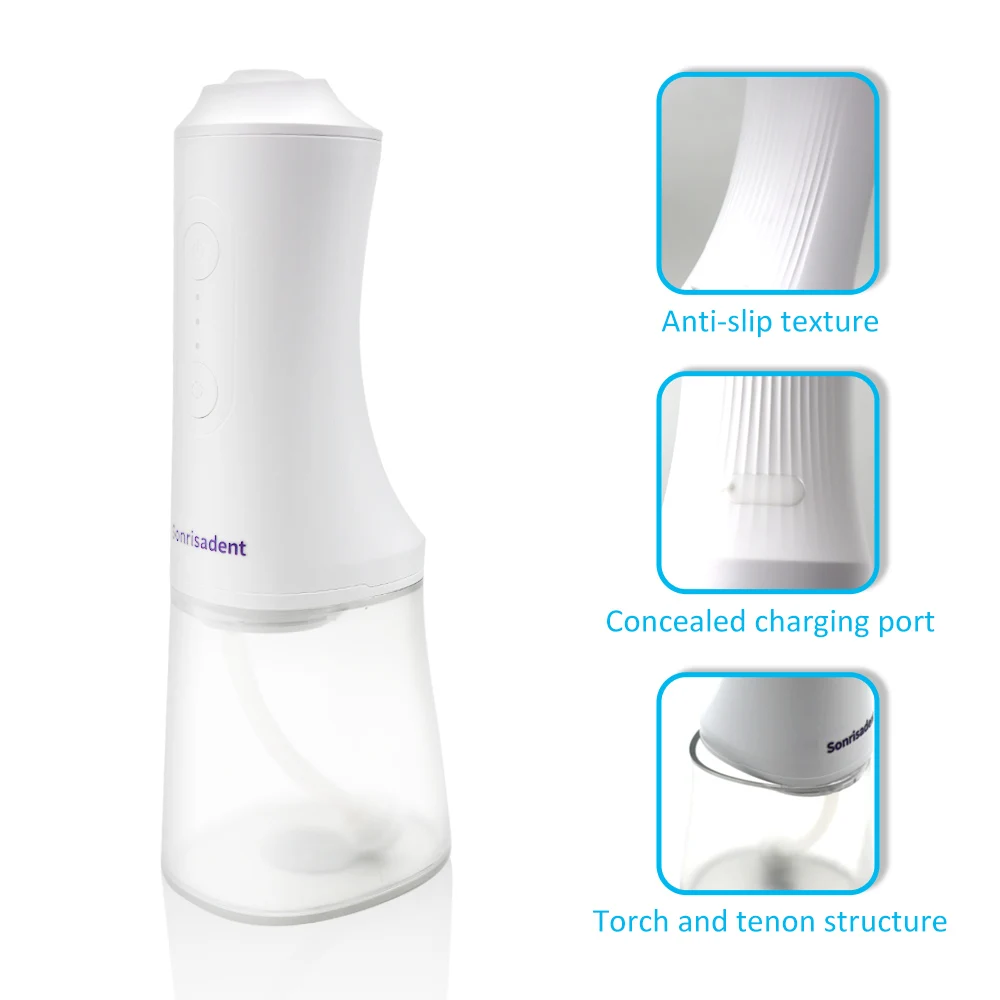 Sonrisadent Portable Water Flosser, 300ML IPX7 Waterproof Oral Irrigator with 3 Modes, Cordless Dental Water Jet for Teeth Clean