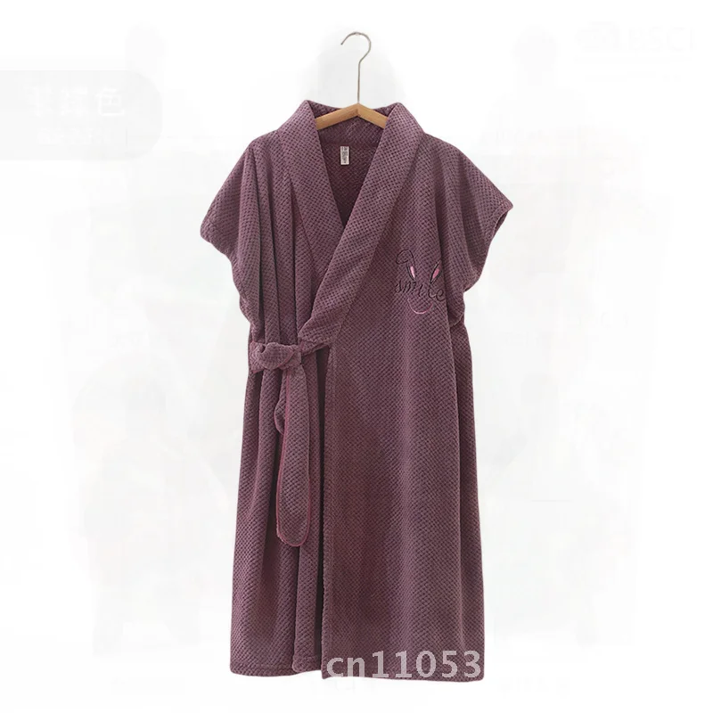 Women's Coral Velvet Bathrobe Quick-Drying Water-Absorbent All-Season Hotel Quality Adult Class a Bathrobe Skirt for Beauty