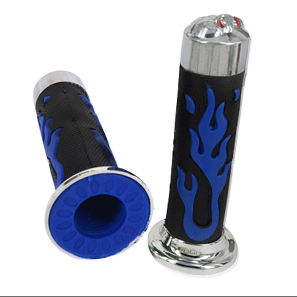 7 8 22mm Flame Skull Throttle Grips High Universality Fitment Practical Handle Grips Quick Installation Design