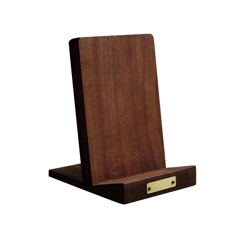 ✨ Vintage Wooden Book Stand, Decorative Hardcover Display Holder, Retro Desk Reading Rest with Metal Nameplate, Office Organizer