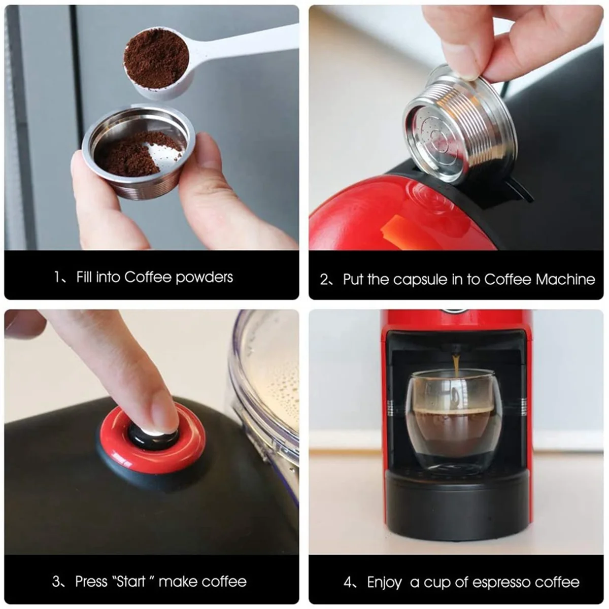 

Coffee Filters Stainless Steel Refillable Coffee Capsule Cup Pods Holder Filter Set for A Modo