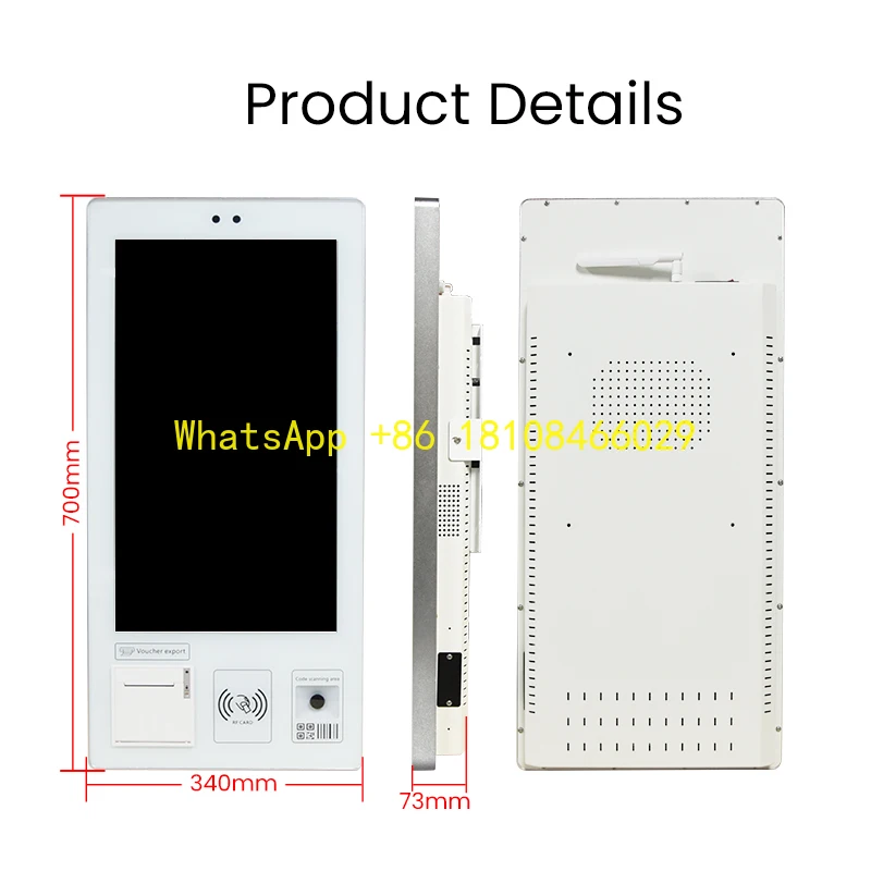 

pt Printer Card Reader Touchscreen Ordering Kiosk Buffet Mcdonalds Self Order Kiosk 21.5'' Flat Screen Android Win7-10 Recei